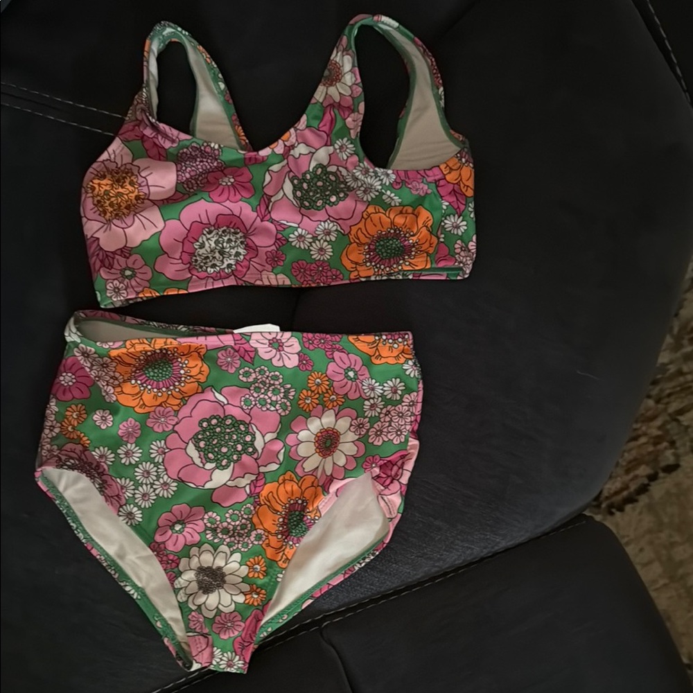 Cotton On Pink and Green Floral Bikini Set